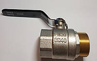 Кран із латунною кулею 1-1/2" гайка-штуцер (ручка)