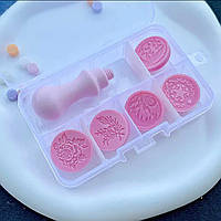 Штамп пластиковий з ручкою пластиковою КВІТОЧКИ (за набір 5шт )