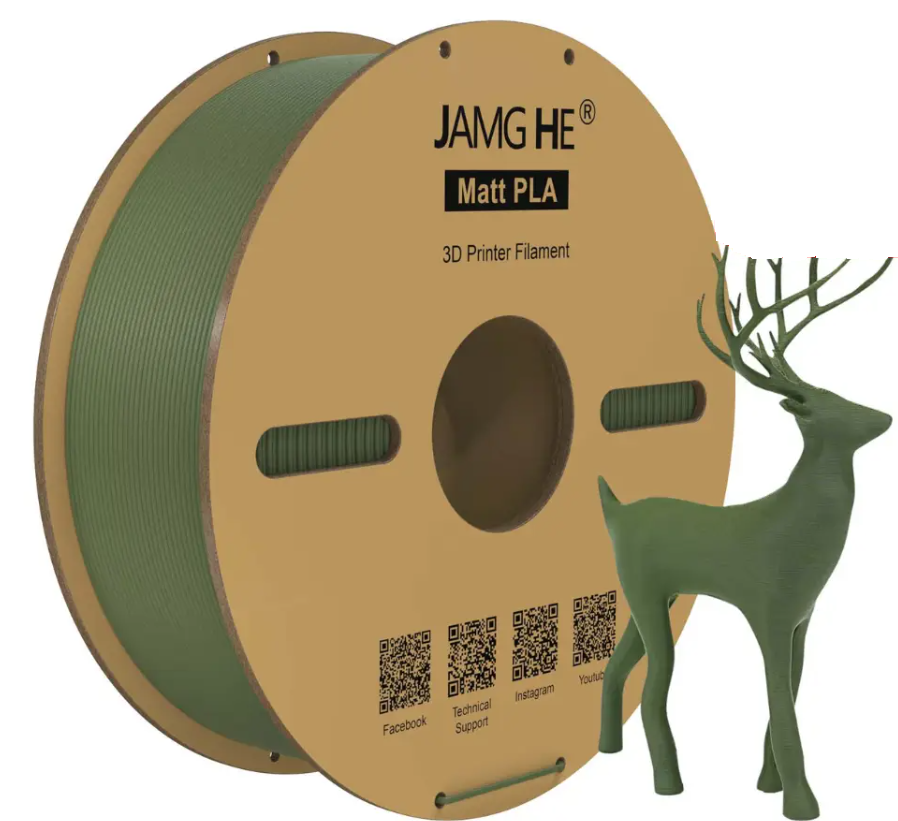 Пластик в котушці для 3D друку ​​PLA+ Jamg He 1,75 мм 1 кг зелений оливковий