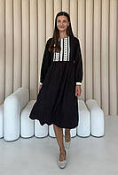 Женское платье с кружевом на груди шоколадного цвета