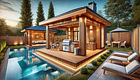 Сучасні проекти альтанок із басейном від Thermowood Production. Фото