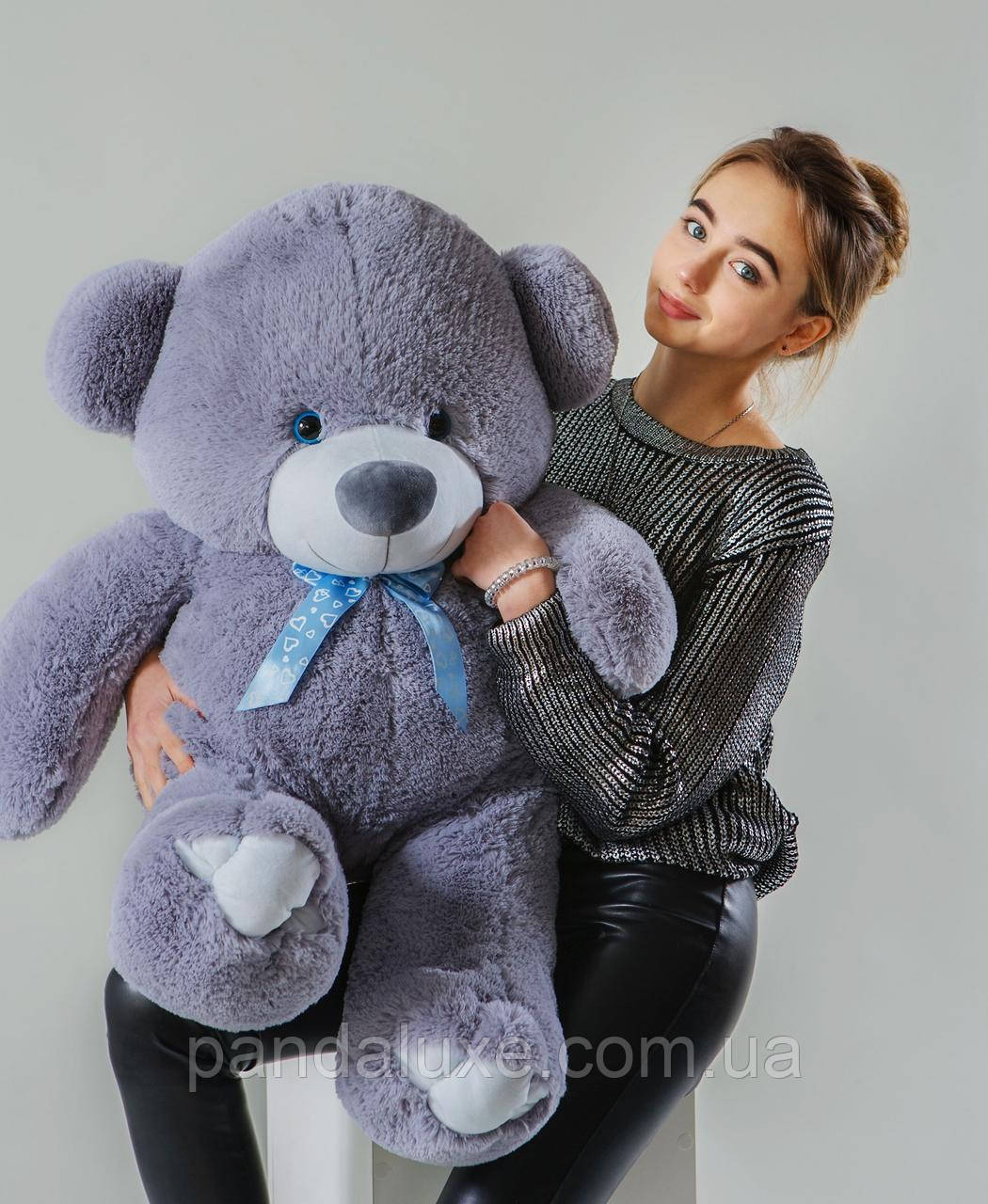 М'яка іграшка великий плюшевий сірий ведмедик