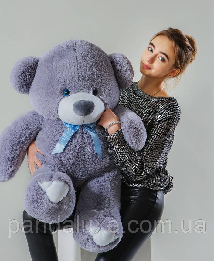 М'яка іграшка великий плюшевий сірий ведмедик, фото 1