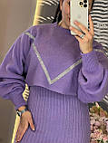 Костюм жіночий теплий двійка сарафан зі светром та спідницею, фото 3