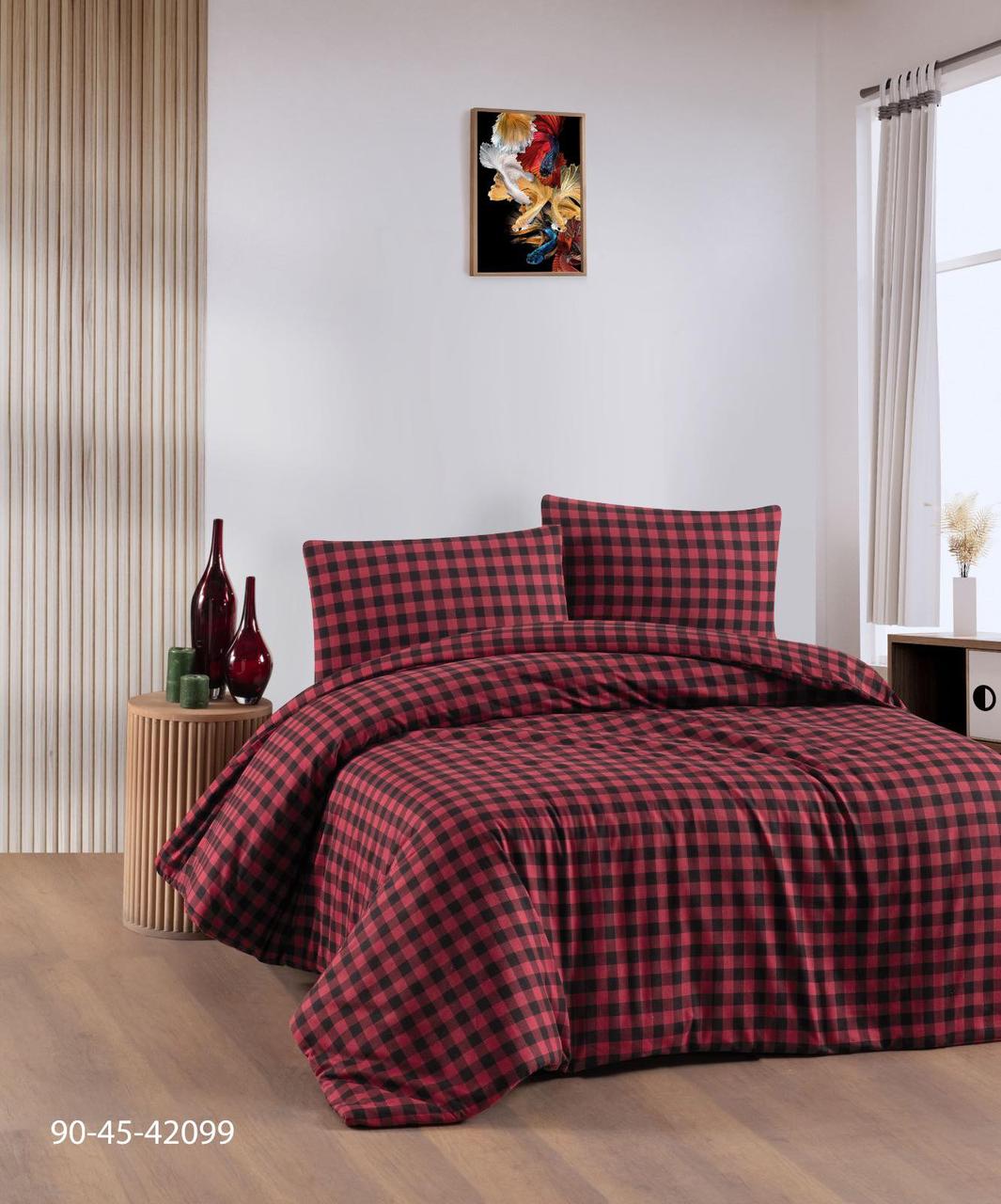 Постільна білизна фланелева байкова Cotton Collection євро розмір Red Box, фото 1