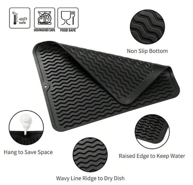 Барний килимок SUNLAND 50 на 40 см. Термостійкий Black Барний килимок SUNLAND 50 на 40 см. Термостійкий Black