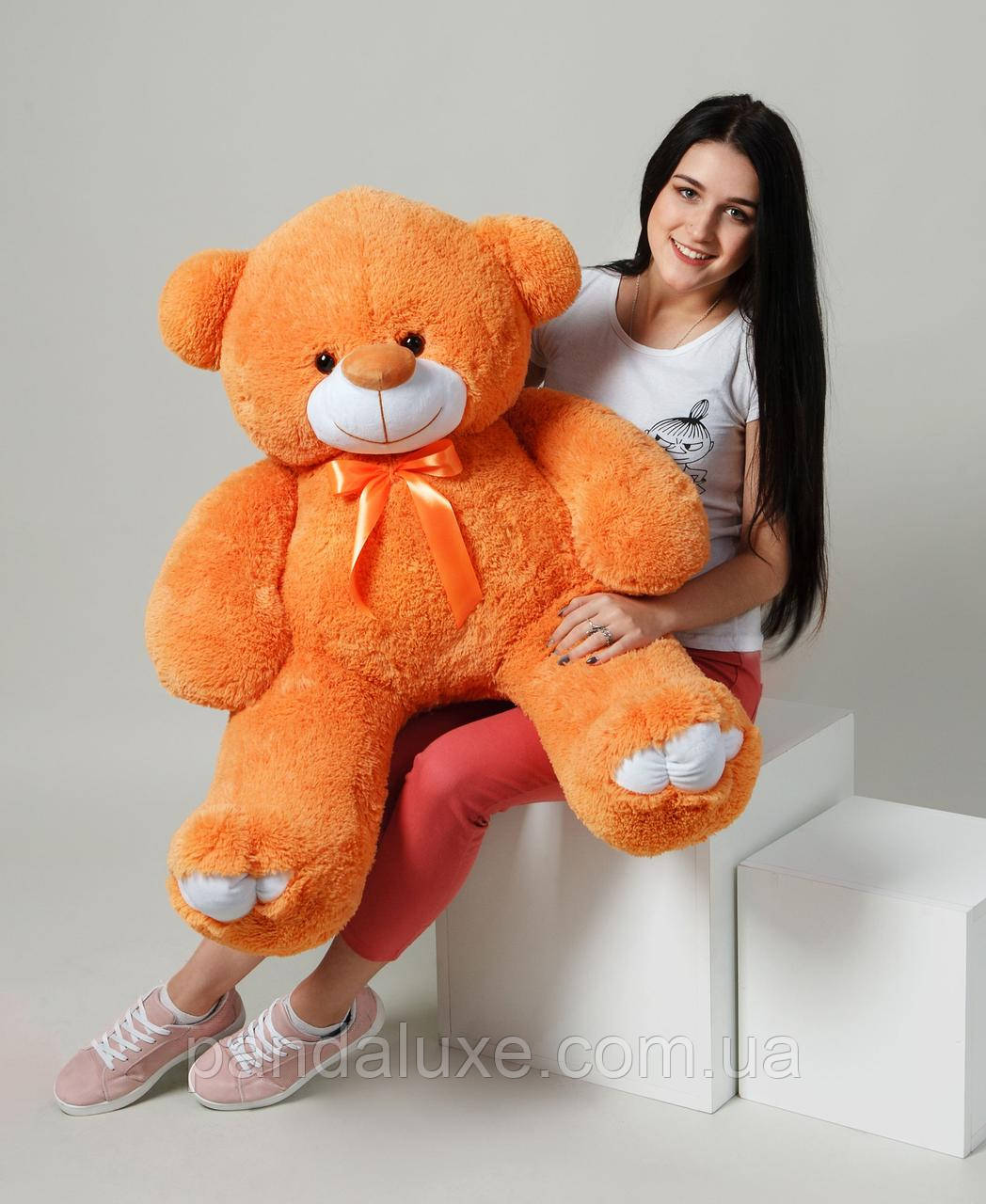 М'яка іграшка великий плюшевий помаранчевий ведмедик