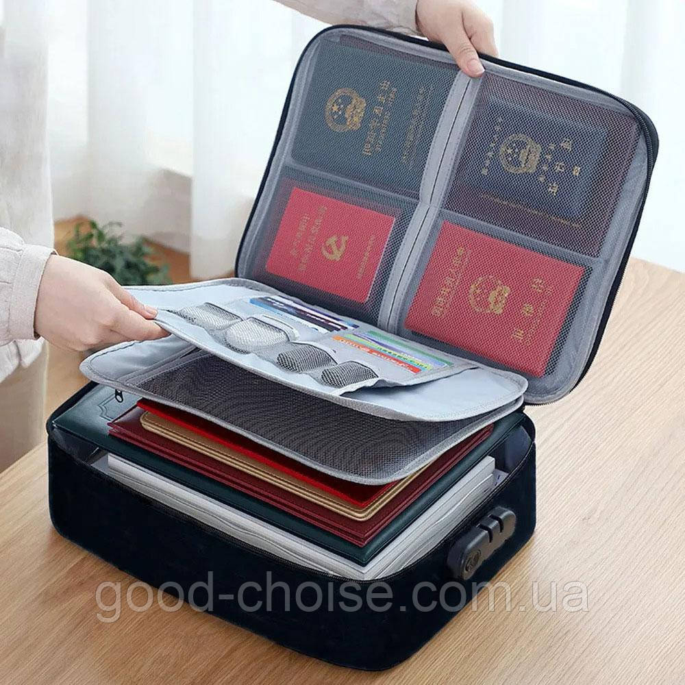 Дорожня сумка-органайзер із кодовим замком (37х10,5х27 см) Home Cleaning, Чорний / Органайзер-папка для документів