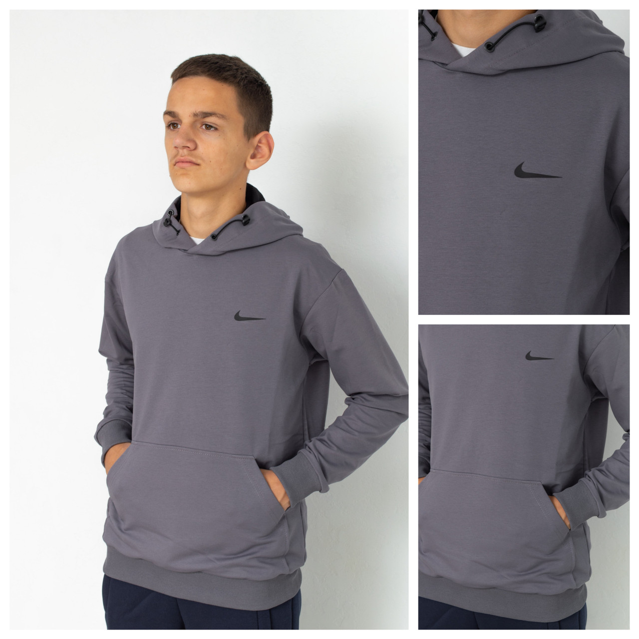 Чоловіче Худі Кенгурушка (стопер)  Nike  світлий фуме
