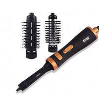Фен-щітка гребінець для волосся обертовий стайлер з насадкам для укладання і завивки DSP 50046