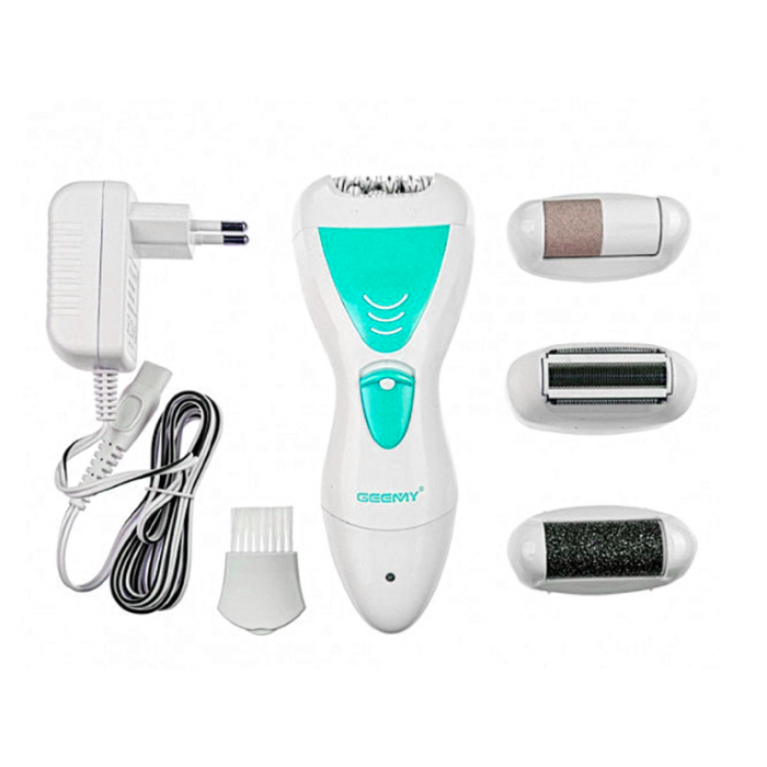 Жіночий епілятор 4 в 1 Geemy GM7006 тример епіляція бікіні Білий з бірюзовим, фото 1