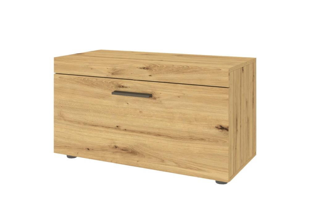 Сучасна закрита вузька тумба для взуття 80 см у передпокій коридор дуб артизан ЛДСП Фокус Сокме