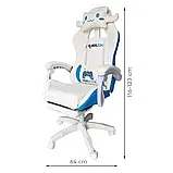 Компютерне крісло з підніжкою KIDS ZONE KO27N БІЛО-БЛАКИТНЕ Ігрове спортивне крісло, фото 10