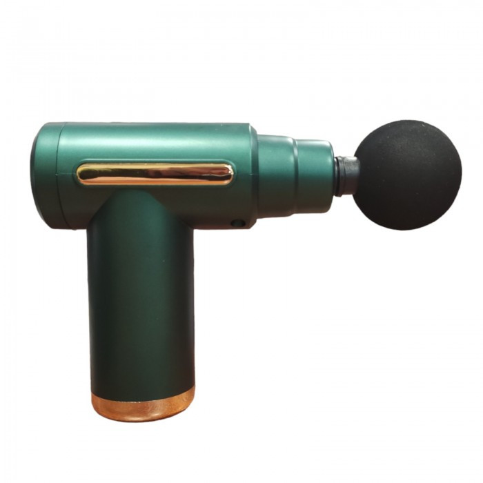 Масажер Акумуляторний для тіла м'язовий портативний ручний 4 насадки Fascial Gun 8673 Зелений
