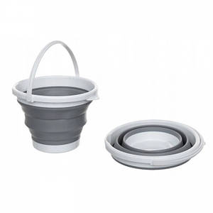 Відро силіконове, складане з ребрами жорсткості на 10 літрів Сіре