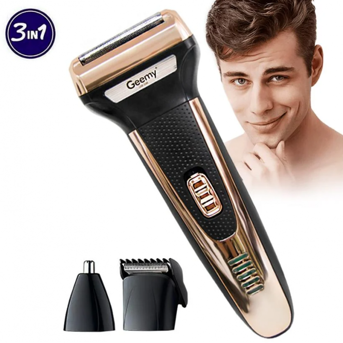 Машинка для стриження тример і бритва 3в1 Geemy GM-598 Золотий, фото 1
