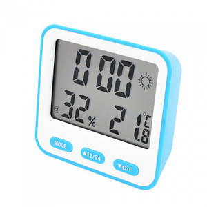 Цифровий термометр із гігрометром BK-854 Функція годинника, календаря, будильника Синій