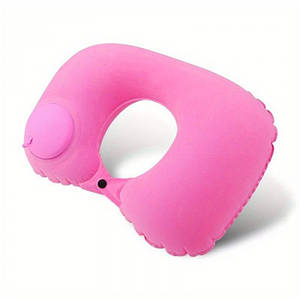 Подушка, портативна U-подібна повітряна, підголівник для шиї Рожевий