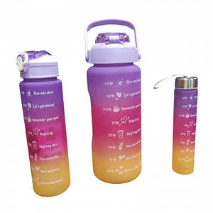 Набір спортивних пляшок для води 3 в 1 об'ємом 300 мл 900 мл 2 л (52303)