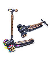 Дитячий самокат Scale Sports Smart. Чорний. Складана ручка! Підсвічування платформи. Музика