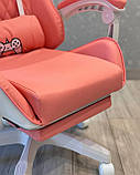 Компютерне крісло з підніжкою KIDS ZONE KO27R РОЖЕВЕ Ігрове спортивне крісло, фото 5