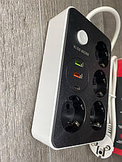 Мережевий подовжувач Power Socket 8206 на 4 розетки + 2USB+Type-C 2m, фото 4