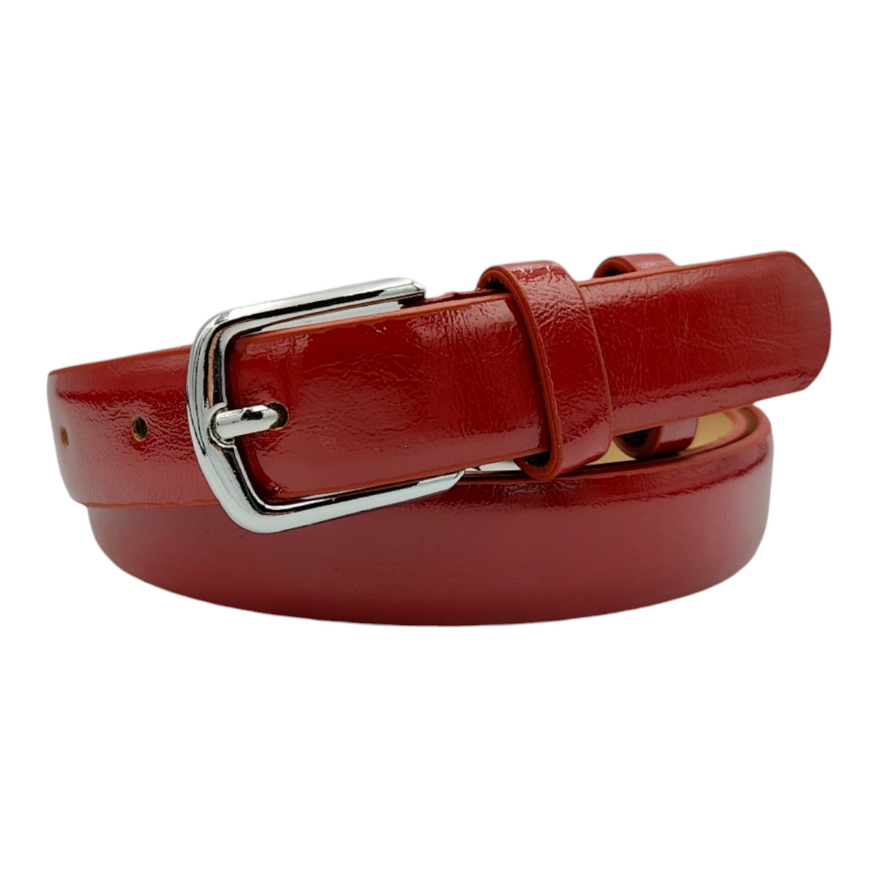 Ремінь жіночий темно червоний глянець 25 мм-купити гуртом в Одесі