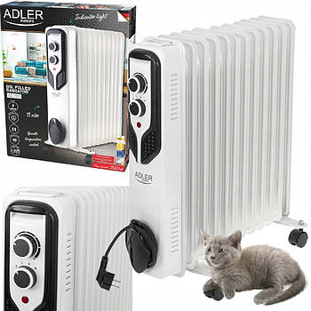 Масляний обігрівач Adler AD 7817 — 11 ребер, 2500 Вт, 3 рівні потужності