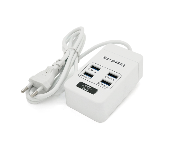 Мережевий фільтр ТВ-Т05, 4 USB,1.5м,3х0,75мм,2.1А,White, Voltronic, Арт.56588
