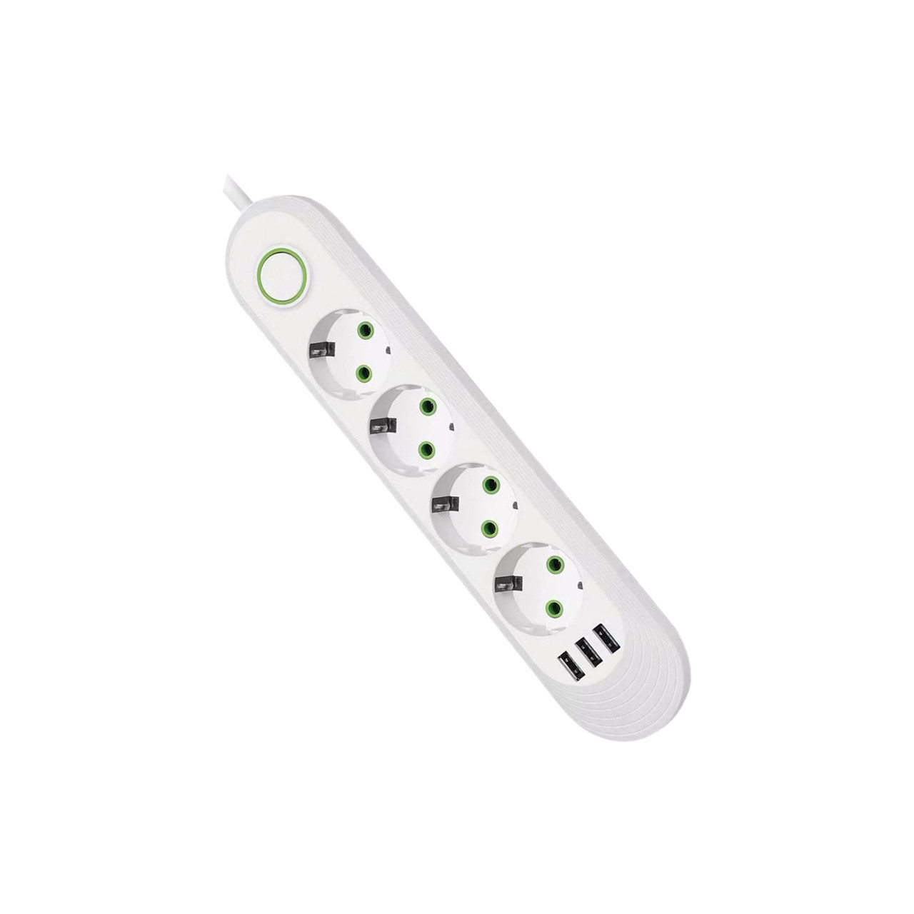 Мережевий фільтр F04U,4гн. EU+3 USB,1,5м,3х0,75 мм,2500W,White, Voltronic, Арт.56583