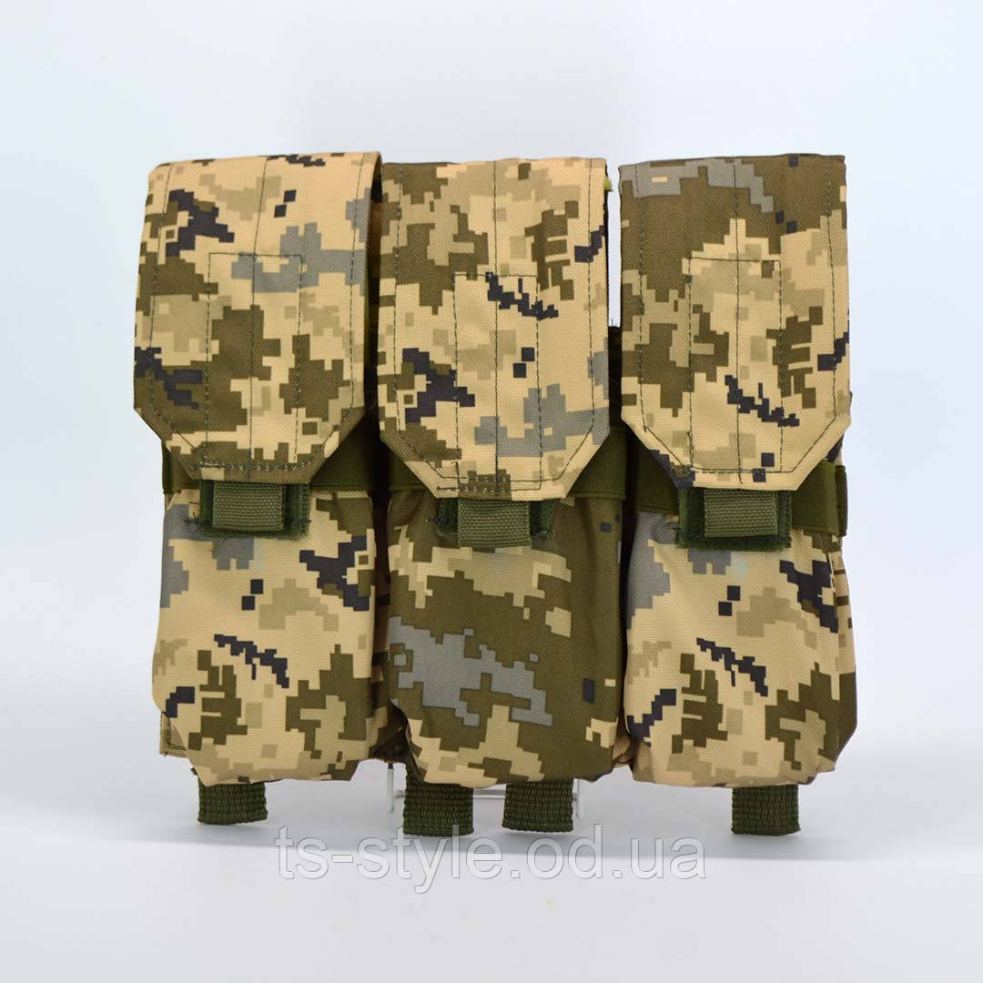 Підсумок потрійний для магазинів АК закритий з MOLLE в камуфляжі мм14, фото 1