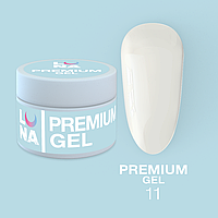 Гель LUNAMoon Premium Gel №11 - білий на 15 мл для зміцнення, вирівнювання та нарощування нігтів
