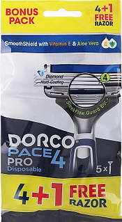 Одноразові станки для гоління DORCO PACE 4 Pro (4+1 Free) 02640