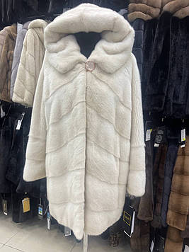 Шуба з норки перли з капюшоном L/XL