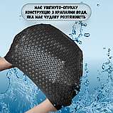 Плавальна купальна красива шапочка для аквааеробіки, Шапочка на довге волосся Hechpro чорна (1696), фото 6
