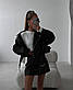 Коротка чорна куртка косуха шкіряна вінтажна з ремінцем (р. S, M) 77KU276, фото 3