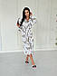 Квіткове плаття-сорочка міді на кнопках із поясом і довгими рукавами (р. 42-52) 2PL5839, фото 2
