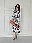 Квіткове плаття-сорочка міді на кнопках із поясом і довгими рукавами (р. 42-52) 2PL5839, фото 6