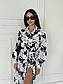 Квіткове плаття-сорочка міді на кнопках із поясом і довгими рукавами (р. 42-52) 2PL5839, фото 7