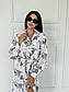 Квіткове плаття-сорочка міді на кнопках із поясом і довгими рукавами (р. 42-52) 2PL5839, фото 9