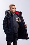 Зимова куртка на хлопчика/ Підлітковий (дитячий) пуховик на хутрі парка для дітей та підлітків на зиму 34, фото 4