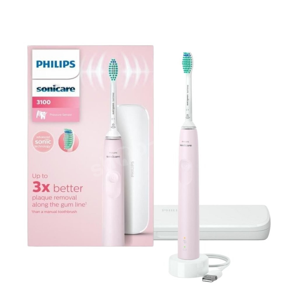 Ультразвукова зубна щітка Philips Sonicare 3100 HX3673/11 Pink з дорожнім футляром