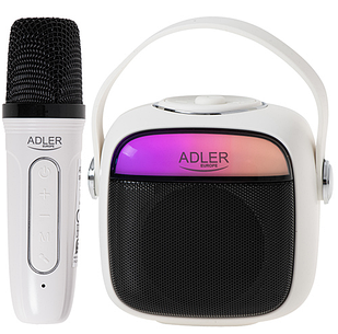 Караоке колонка з мікрофоном - SD/USB/AUX/Bluetooth Adler AD 1199 біла