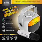 Караоке колонка з мікрофоном - SD/USB/AUX/Bluetooth Adler AD 1199 біла, фото 6