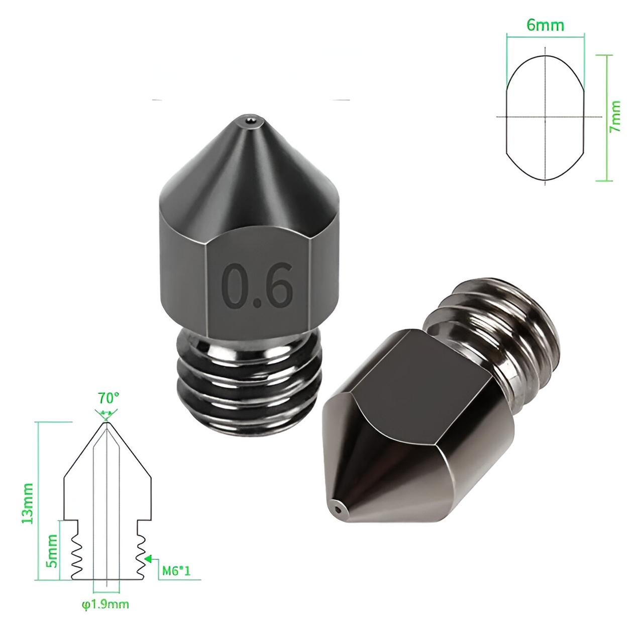 Сопло MK8, 0.6 мм, загартована сталь, фото 1