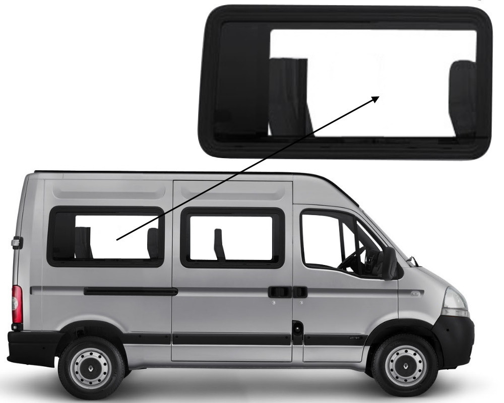 Бічне скло Renault Master 1997-2010 салону заднє праве