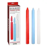 Низькотемпературна свічка для сексу 3 шт Behave Luxury Fetish 18 см 1,6 см Chisa