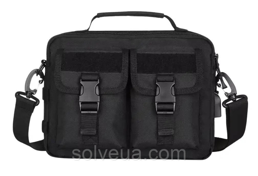 Дорожня тактична сумка для документів та планшета Solve з USB Black KT6007002 solve