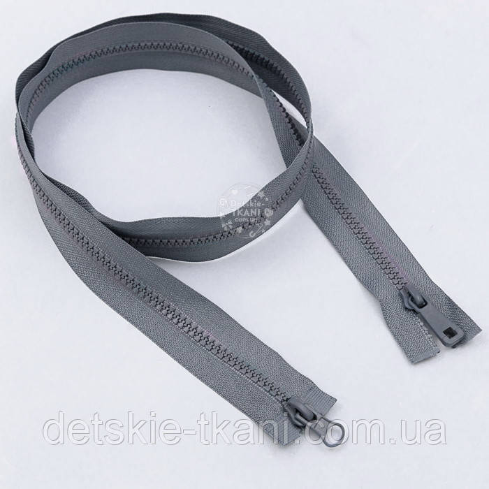 Блискавка тракторна тип 5 з двома бігунками, колір - мокрий асфальт, довжина 100 см, фото 1