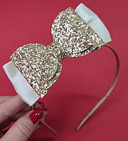 Бант на обручі 14 см Великий бант для дитини Бант для дівчинки або дорослого золотий 240 грн ободок